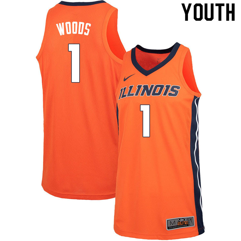 Youth #1 Ray Woods Illinois Fighting Illini College Basketball Jerseys Sale-Orange